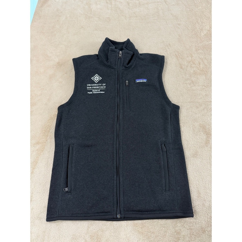 Patagonia Better Sweater Vest Mens Small Black Full Zip Fleece Logo 25882 EUC